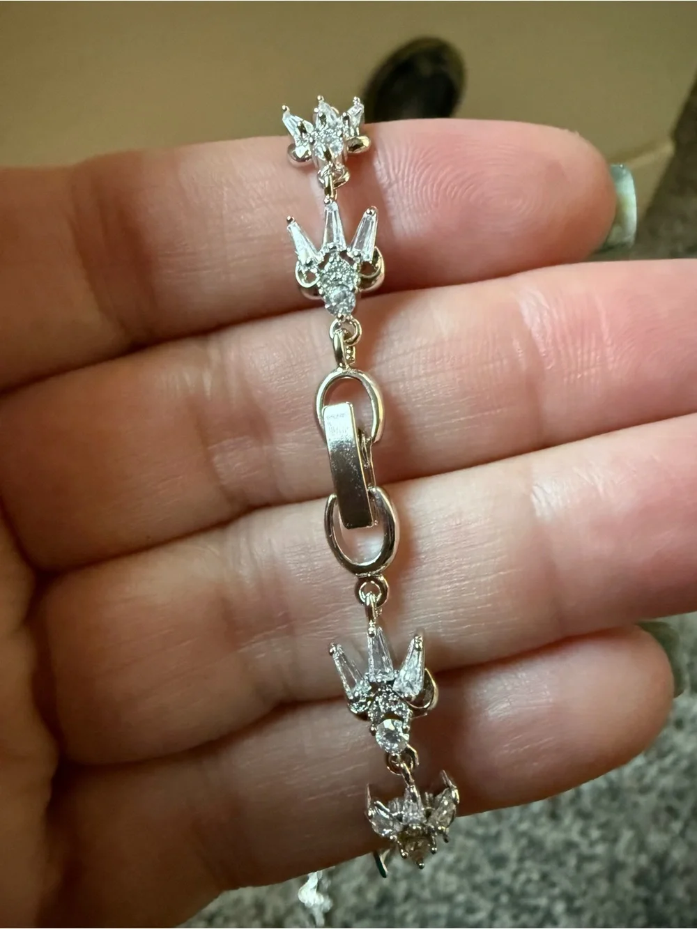 NEW! 14k white gold over brass Sparrow Link Bracelet - 7”